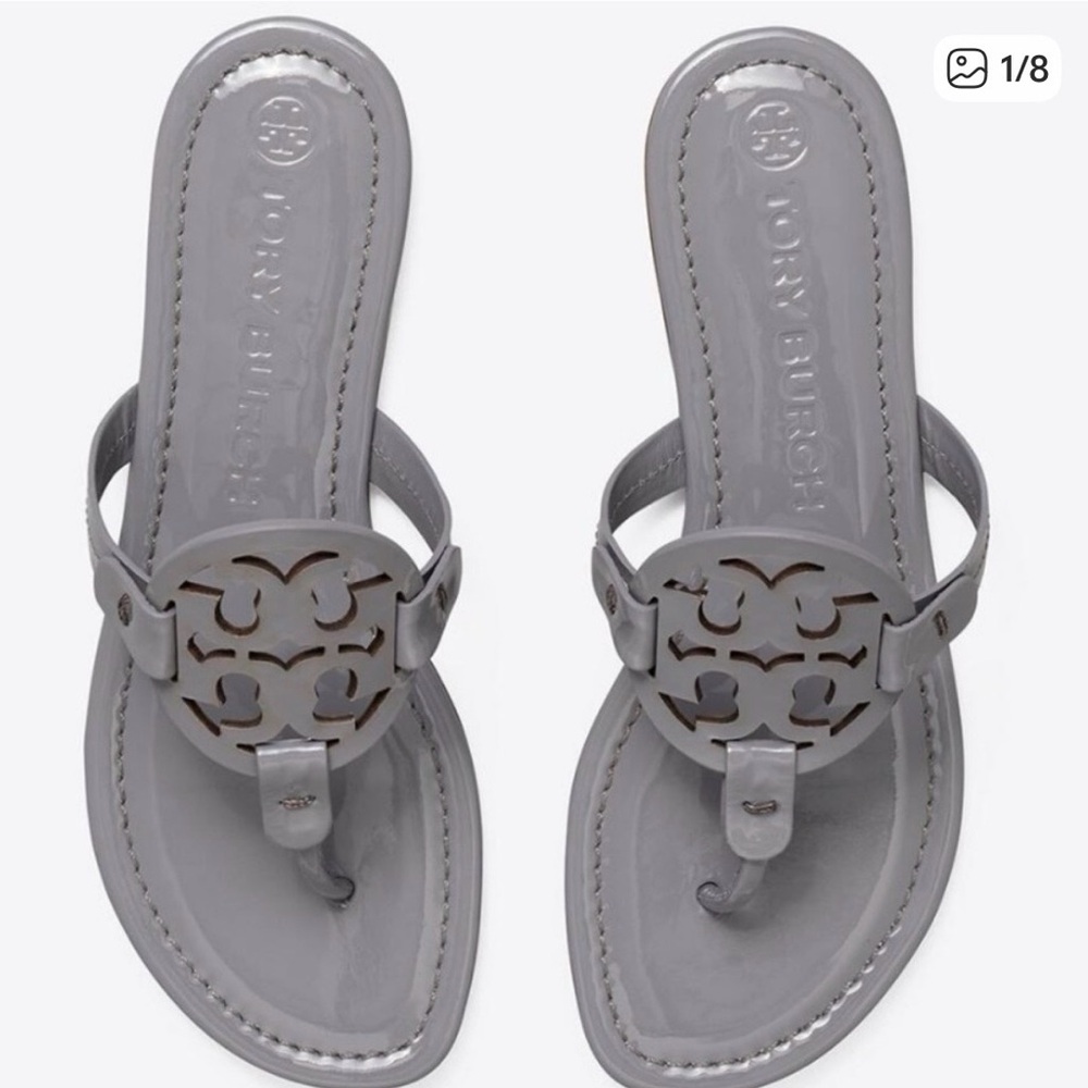 Tory Burch Miller Patent Leather Sandal ✨Malta Grey✨